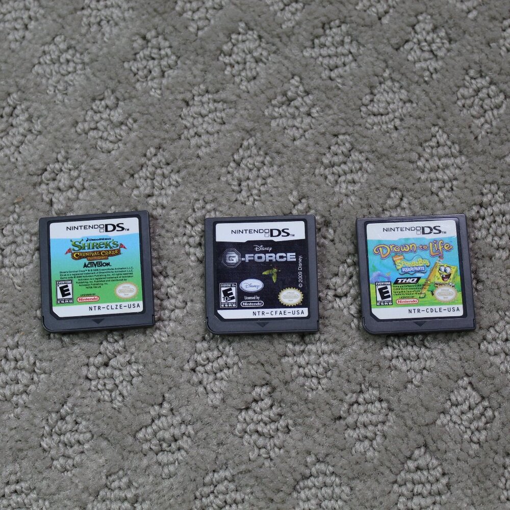 Set 3 Nintendo DS Games: Sponge Bob Drawn to Life, Shrek Carnival Craze, G-Force